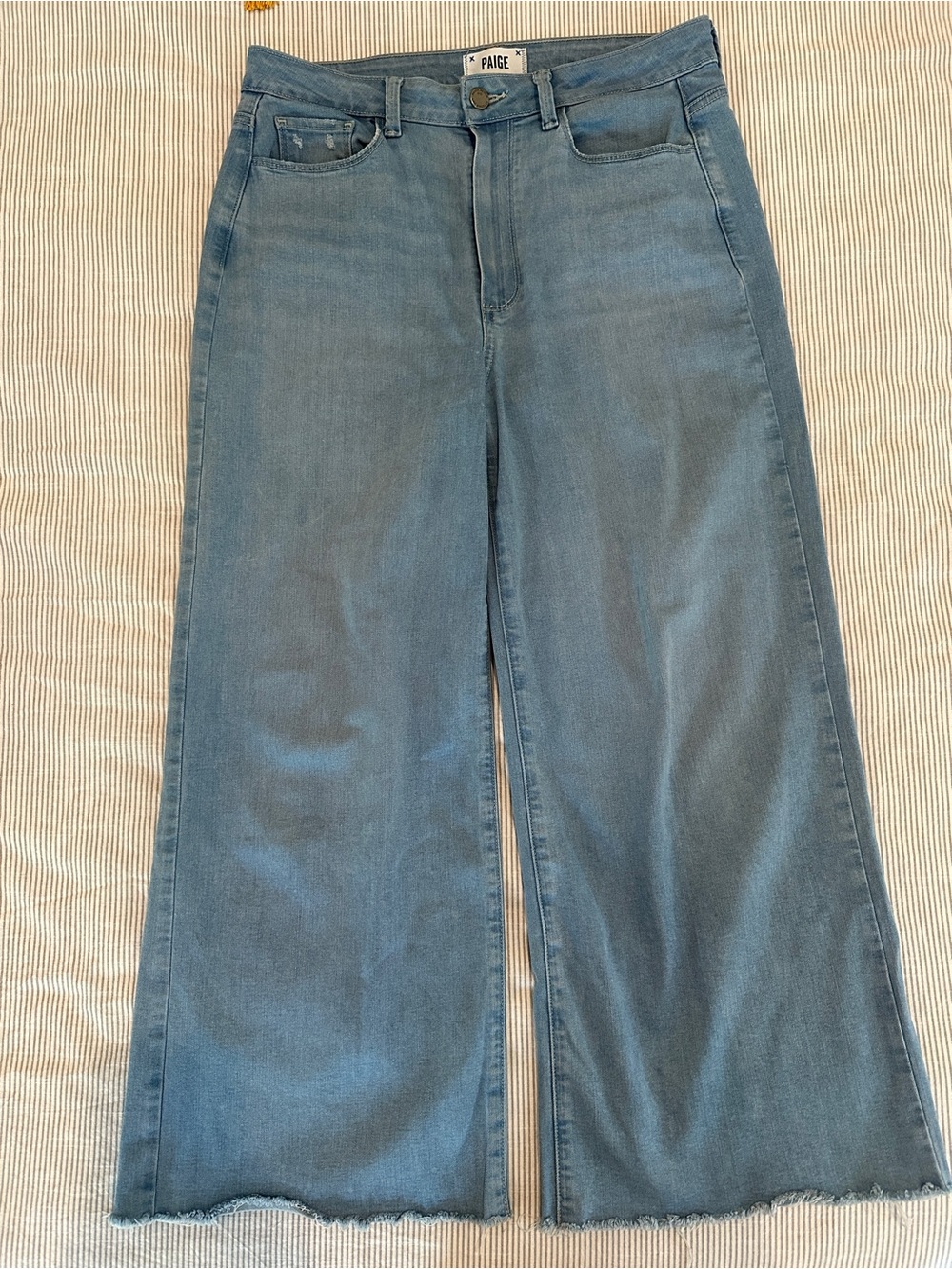 PAIGE Wide Leg Jeans in Light Blue Denim